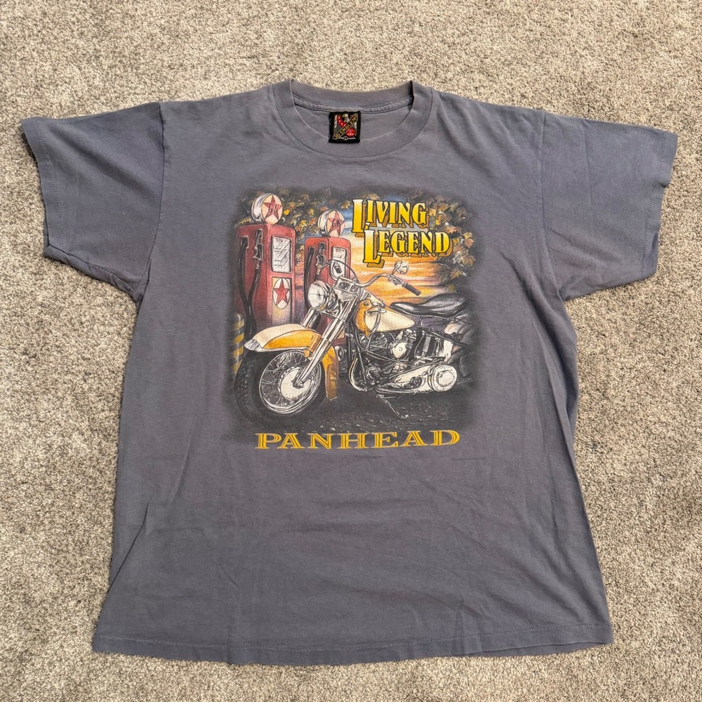 Vintage RARE 3D Emblem Panhead Living Legend Daytona 96 Bike Week T-Shirt Gray L